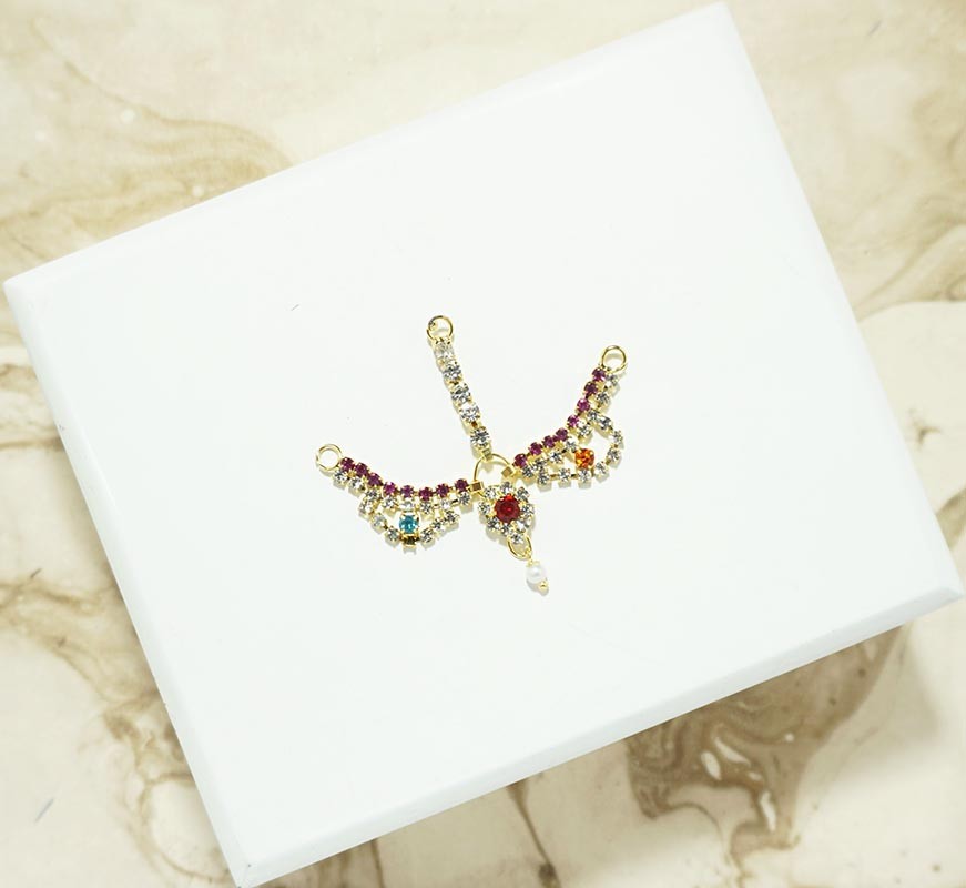 Golden Multi Stone Work Chandrika With Tika