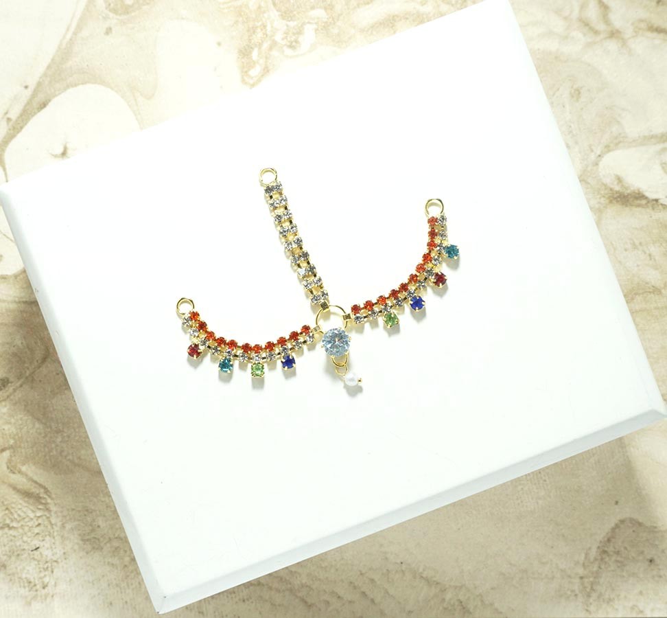 Golden Multi Stone Work Chandrika With Tika