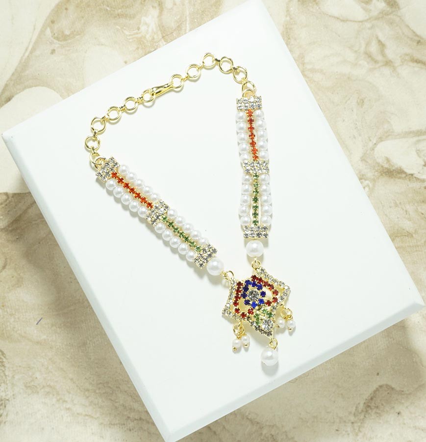 Multi Stone Pearl Beads Necklace/ Mala ( 3.5 Inch )